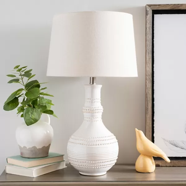 Table Lamps-Kirkland's Home White Glaze Serenia Ceramic Table Lamp Ivory