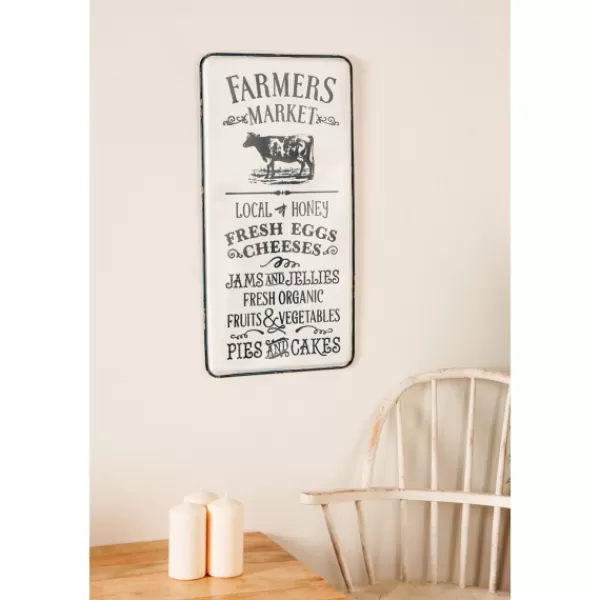 Wall Quotes & Signs-Kirkland's Home White Iron Farmer'S Market Wall Plaque White/Black