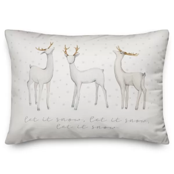 Pillows-Kirkland's Home White Let It Snow Reindeer Christmas Accent Pillow White/Gold