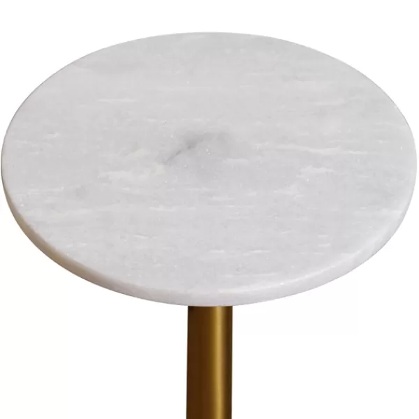 Accent & End Tables-Kirkland's Home White Marble Top Tapered Base Accent Table, 10 In.