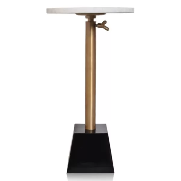 Accent & End Tables-Kirkland's Home White Marble Top Tapered Base Accent Table, 12 In.