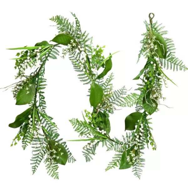 Arrangements & Greenery-Kirkland's Home White Mini Flowers Garland Green/White