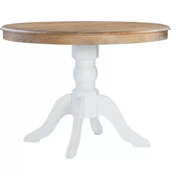 Dining Tables-Kirkland's Home White Natural Top Pedestal Dining Table