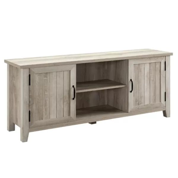 Tv Stands & Media Consoles-Kirkland's Home White Oak Grooved Door Tv Stand Ivory