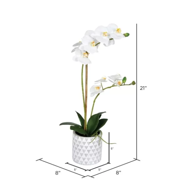 Arrangements & Greenery-Kirkland's Home White Orchid Real Touch Arrangement In Ceramic Pot White/Green