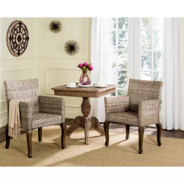 Dining Chairs-Kirkland's Home White Rattan Curved Legs Dining Chairs, Set Of 2 White/Brown