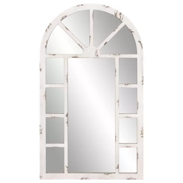 Decorative Mirrors-Kirkland's Home White Rustic Windowpane Arch Mirror