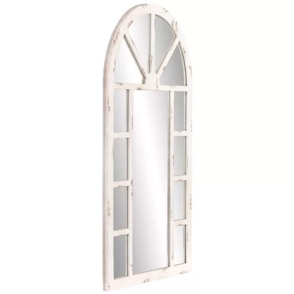 Decorative Mirrors-Kirkland's Home White Rustic Windowpane Arch Mirror