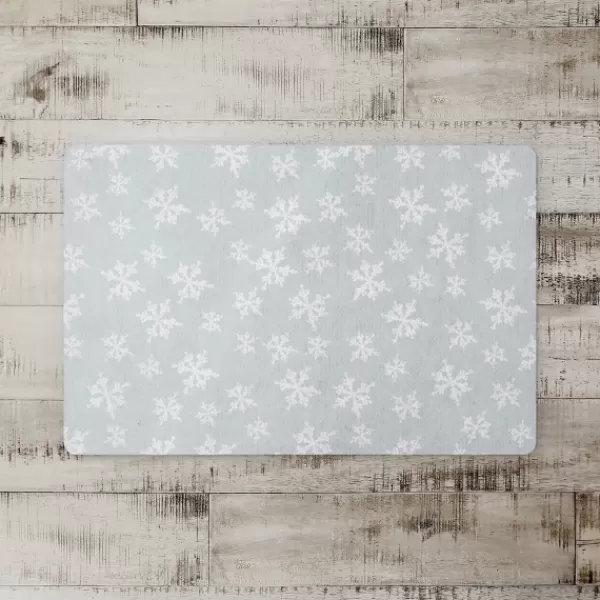 Kitchen & Floor Mats-Kirkland's Home White Snowflake Christmas Kitchen Mat Gray