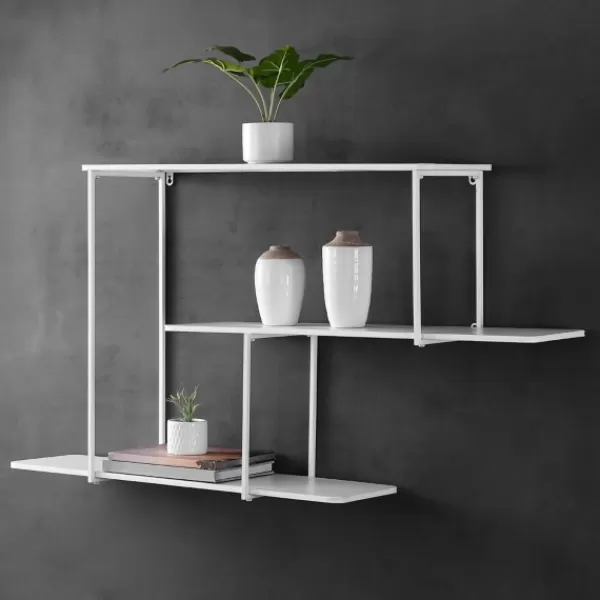 Shelves-Kirkland's Home White Staggered 3-Tier Wall Shelf