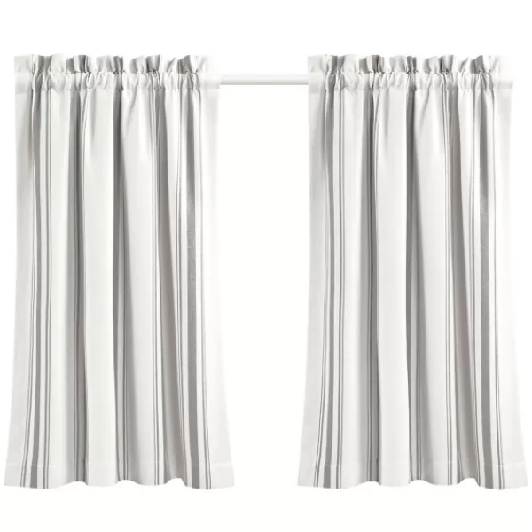 Curtains & Drapes-Kirkland's Home White Stripe Cafe Curtain Panel Set, 36 In. Gray