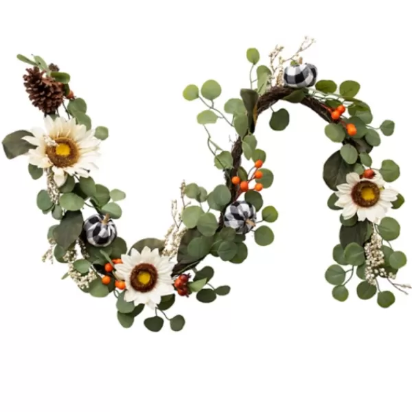 Wreaths-Kirkland's Home White Sunflower Garland Green/White