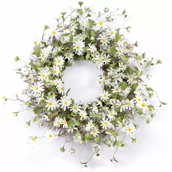 Wreaths-Kirkland's Home White Wild Daisies Wreath White/Green