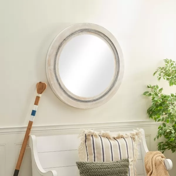 Decorative Mirrors-Kirkland's Home White Wood Aislinn Wall Mirror