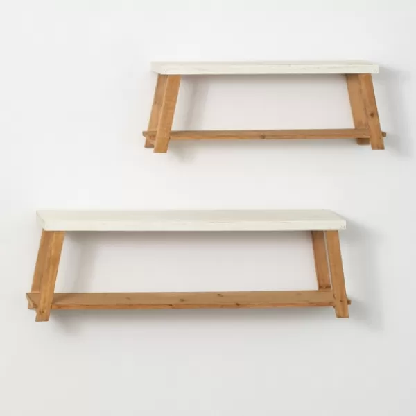 Shelves-Kirkland's Home White Wood Bench Frame Wall Shelves, Set Of 2