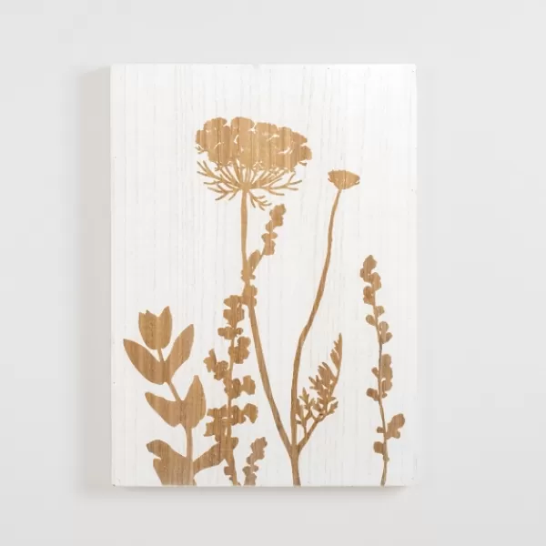 Wall Plaques-Kirkland's Home White Wood Botanical I Wall Plaque White/Brown