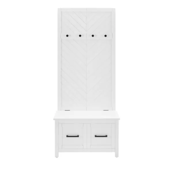 Entryway Furniture-Kirkland's Home White Wood Herringbone Hall Tree