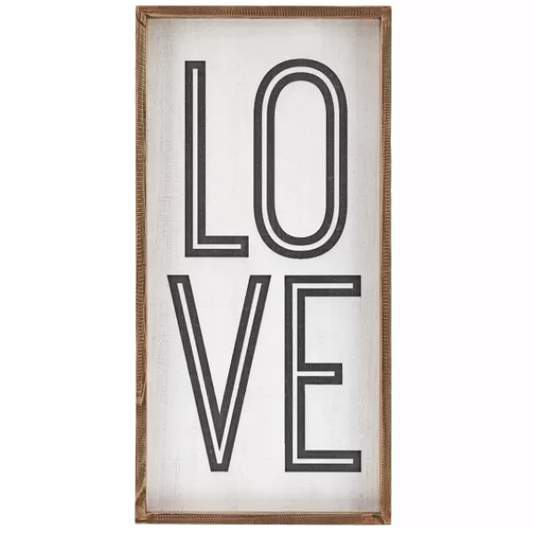 Wall Quotes & Signs-Kirkland's Home White Wood Love Framed Wall Plaque White/Black