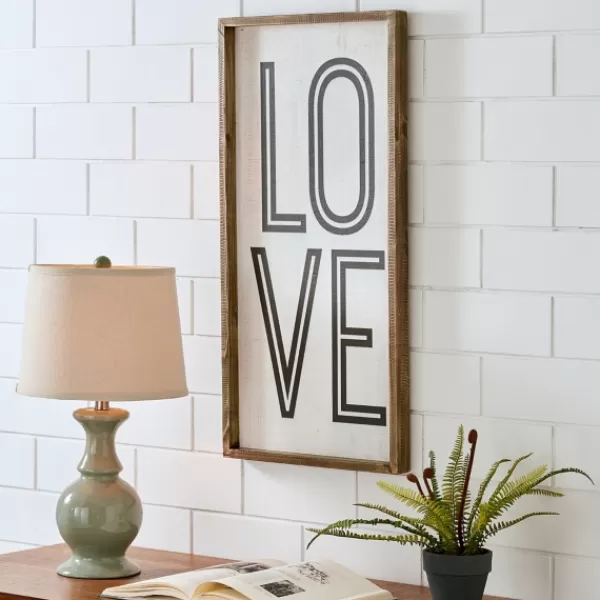 Wall Quotes & Signs-Kirkland's Home White Wood Love Framed Wall Plaque White/Black