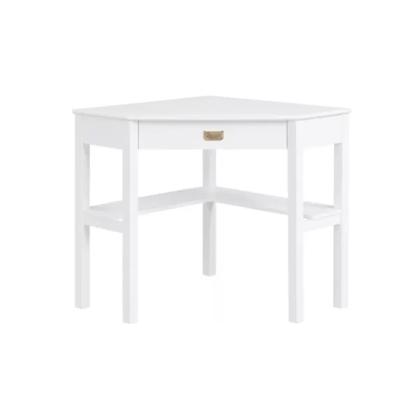 Office Furniture-Kirkland's Home White Wood Single Drawer Corner Desk