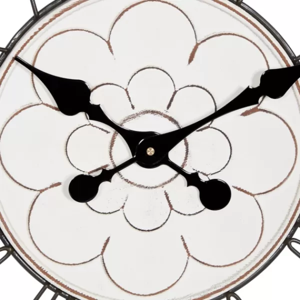 Clocks-Kirkland's Home White Wood Vintage Farmhouse Clock