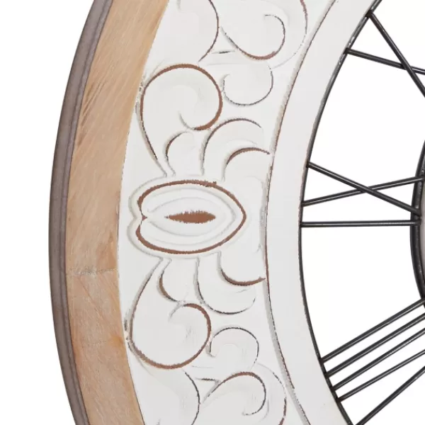 Clocks-Kirkland's Home White Wood Vintage Farmhouse Clock