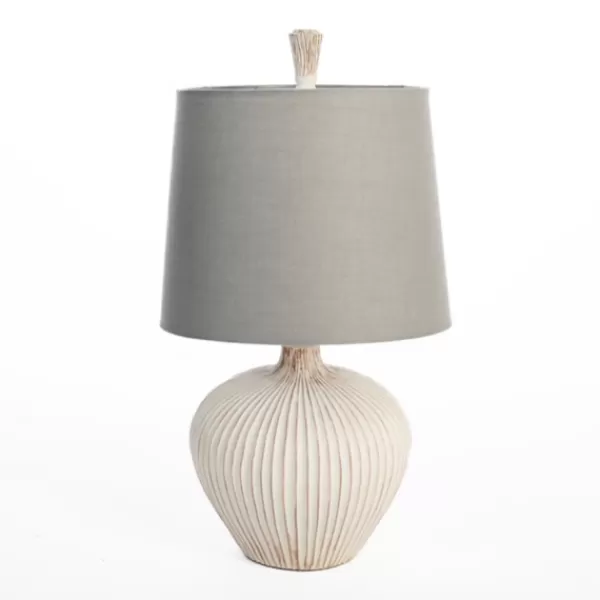 Table Lamps-Kirkland's Home Whitewash Ribbed Gourd Table Lamp Ivory