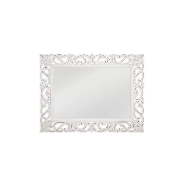 Decorative Mirrors-Kirkland's Home Whitewash Scrolled Frame Rectangle Wall Mirror