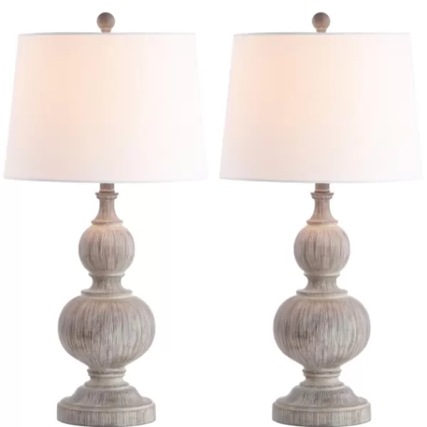 Table Lamps-Kirkland's Home Whitewashed Brown Carved 2-Pc. Table Lamp Set Ivory