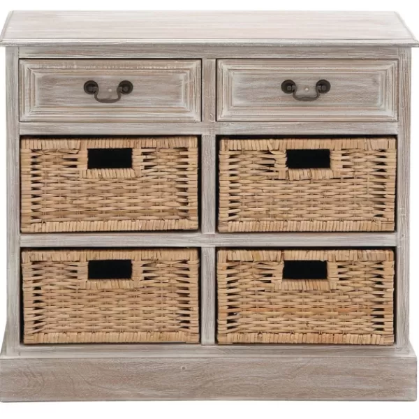 Entryway Furniture-Kirkland's Home Whitewashed Cabinet With Rattan Baskets Brown