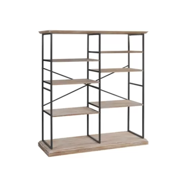 Bookshelves-Kirkland's Home Whitewashed Etagere Industrial Bookshelf