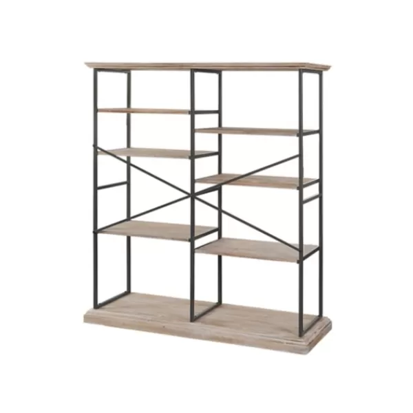 Bookshelves-Kirkland's Home Whitewashed Etagere Industrial Bookshelf