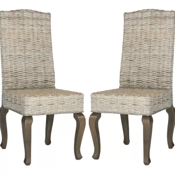 Dining Chairs-Kirkland's Home Whitewashed Kubu Rattan Dining Chairs, Set Of 2 Ivory