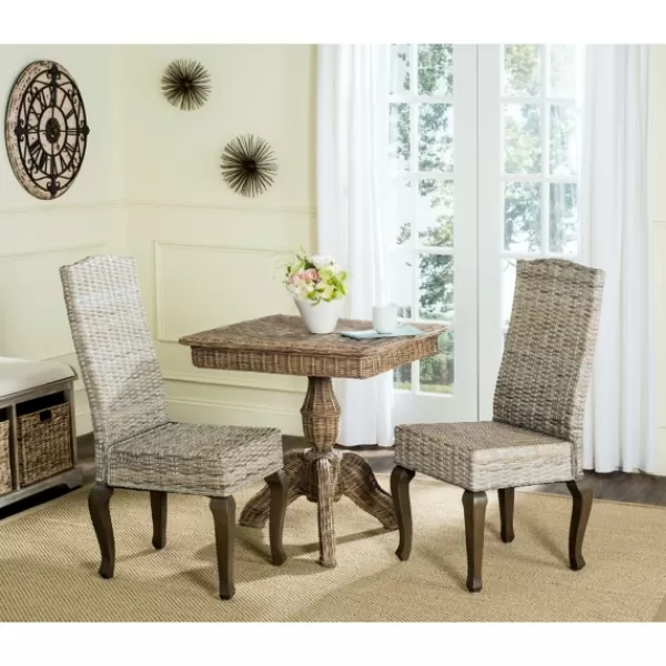 Dining Chairs-Kirkland's Home Whitewashed Kubu Rattan Dining Chairs, Set Of 2 Ivory