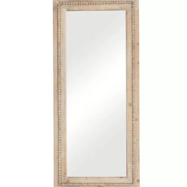 Decorative Mirrors-Kirkland's Home Whitewashed Natural Beaded Wood Wall Mirror