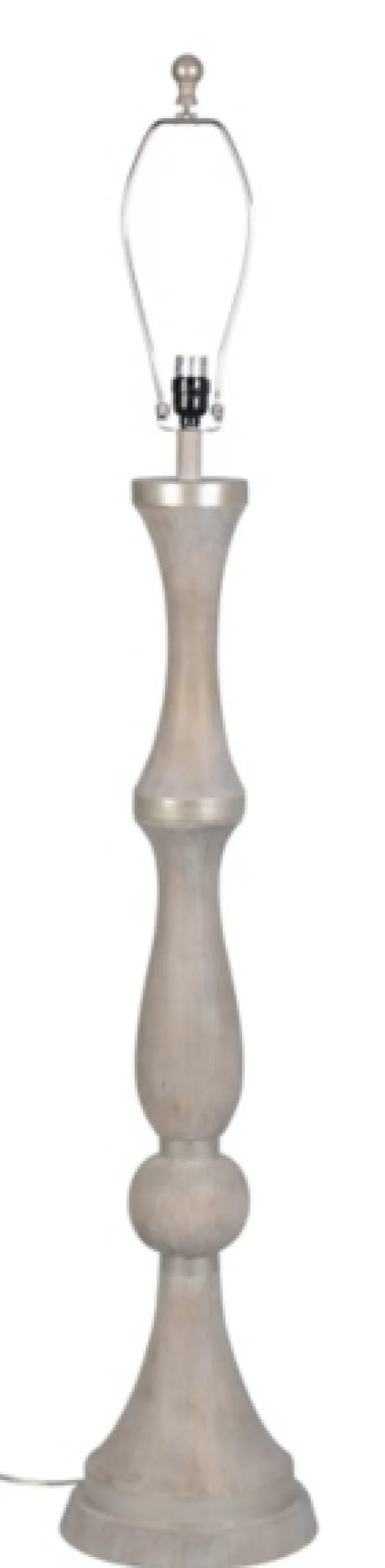 Floor Lamps-Kirkland's Home Whitewashed Silver Trim Floor Lamp Tan