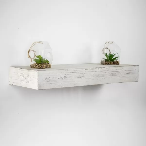 Shelves-Kirkland's Home Whitewashed Wood Floating Shelf, 24 In.