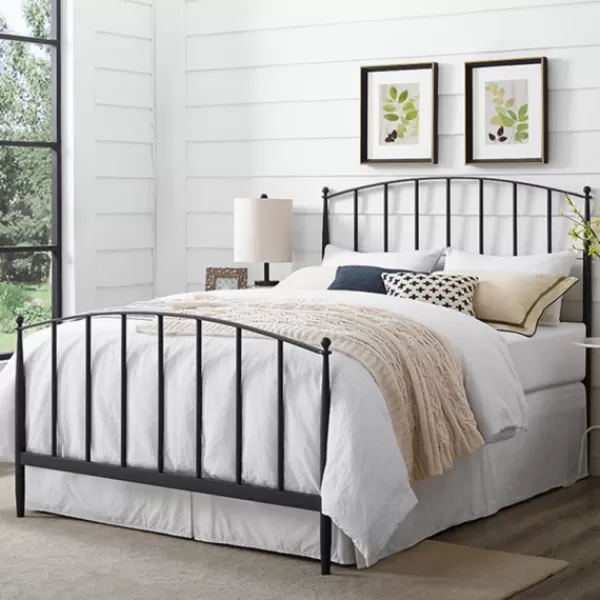 Beds & Headboards-Kirkland's Home Whitley Metal Slat Queen Bed Black