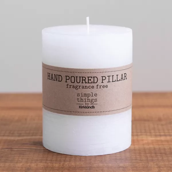 Candles-Kirkland's Home Wide Unscented Pillar Candle, 5 In. White