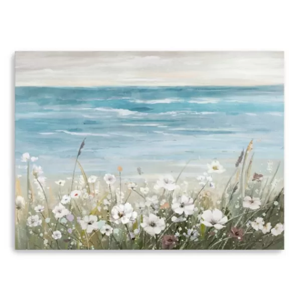 Canvas Art-Kirkland's Home Wildflowers On The Coast Canvas Art Print Blue/Green/White