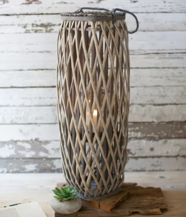 Outdoor Lighting-Kirkland's Home Willow Oval Lantern, 28 In. Gray