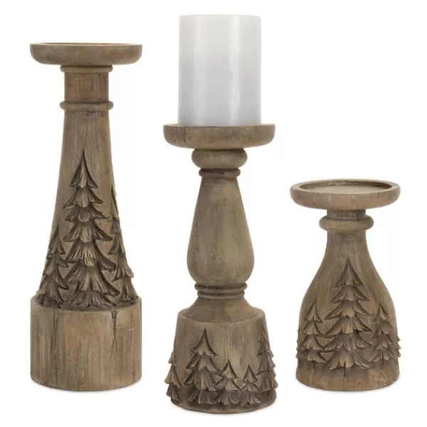 Candle Holders-Kirkland's Home Winter Forest Candle Holders, Set Of 3 Brown