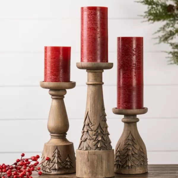 Candle Holders-Kirkland's Home Winter Forest Candle Holders, Set Of 3 Brown