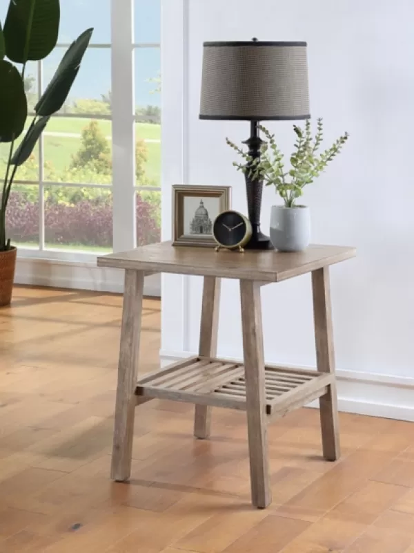 Accent & End Tables-Kirkland's Home Wire Brushed Natural Accent Table Tan