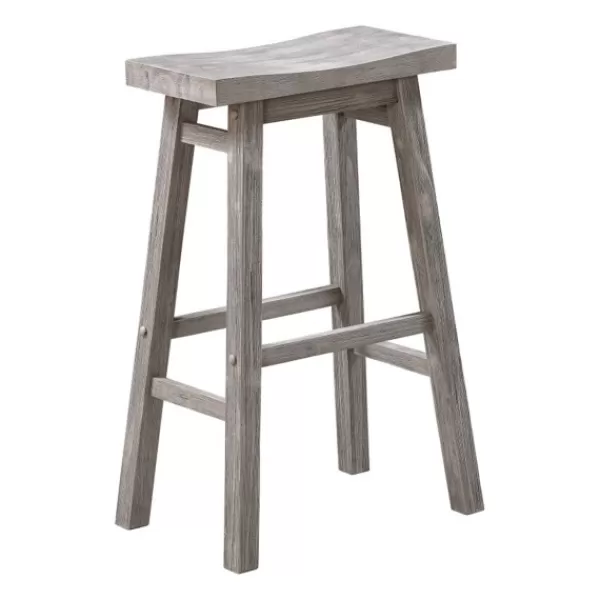 Bar Stools & Counter Height Stools-Kirkland's Home Wire Brushed Saddle Wood Bar Stool Gray