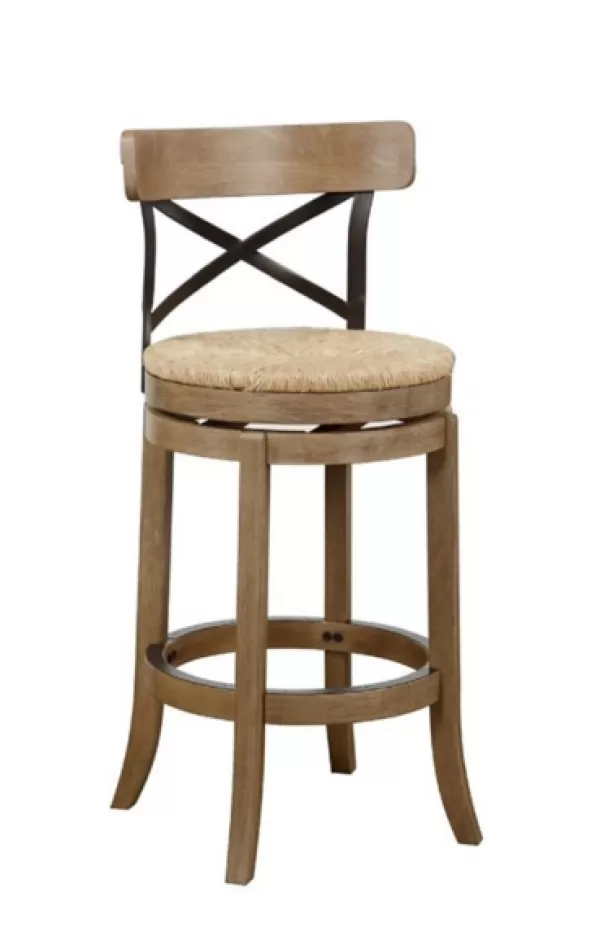 Bar Stools & Counter Height Stools-Kirkland's Home Wirebrushed Wheat Woven Swivel Bar Stool Brown/Tan