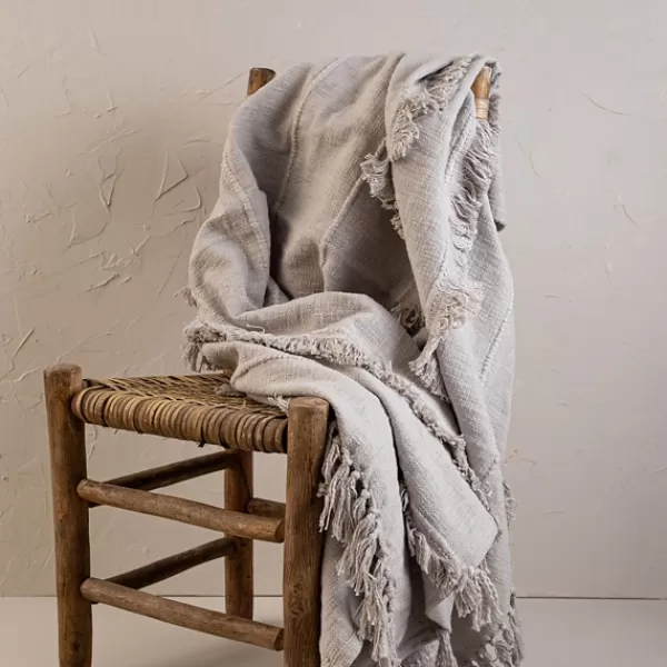 Blankets & Throws-Kirkland's Home With Fringe Rayon Throw Blanket Gray