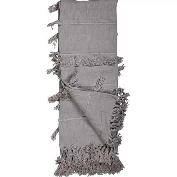 Blankets & Throws-Kirkland's Home With Fringe Rayon Throw Blanket Gray