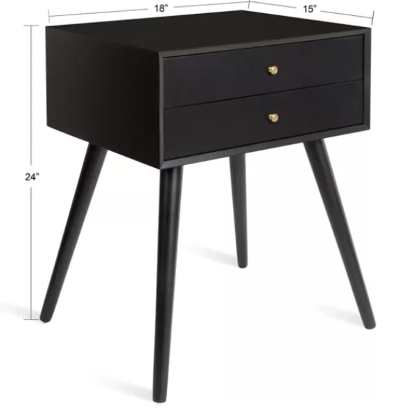 Accent & End Tables-Kirkland's Home Wood 2-Drawer Finco Accent Table Black