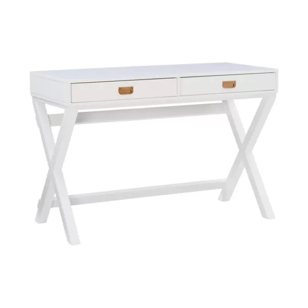 Office Furniture-Kirkland's Home Wood 2-Drawer X-Frame Desk White